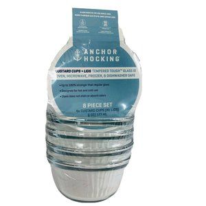 Anchor Hocking 6 oz. Custards Cups with Lids Set of 4 New in Package